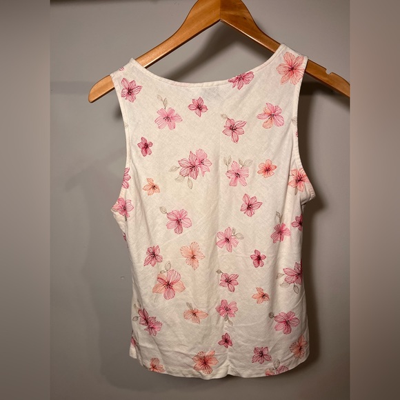 Floral Embroidered Linen Blend Tank - Picture 3 of 6